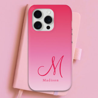 Funda Para iPhone 15 Pro Nombre de monograma del Personalizado de gradiente