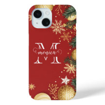 Nombre de Monograma Dividido de Navidad Rojo Perso