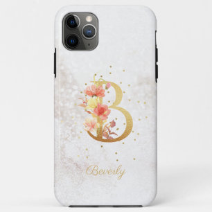 Funda Para iPhone 11 Pro Max Nombre de monograma floral Letra B inicial Persona