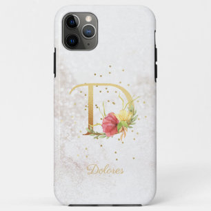 Funda Para iPhone 11 Pro Max Nombre de monograma floral Letra D inicial Persona
