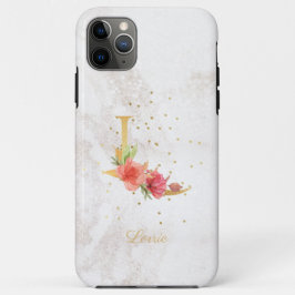 Funda Para iPhone 11 Pro Max Nombre de Monograma Floral Letra L inicial Persona