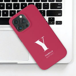 Funda Para iPhone 13 Pro Nombre de monograma magenta de moda