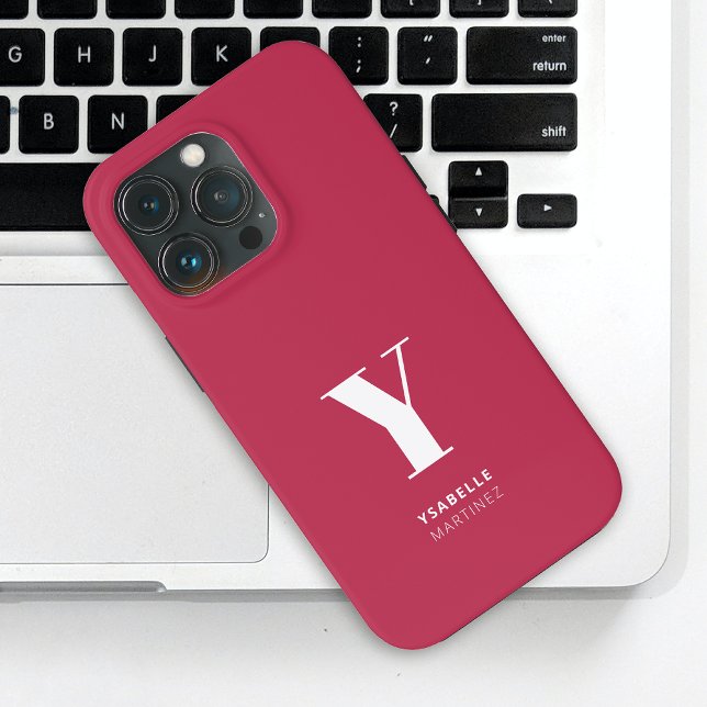 Funda De Case-Mate Para iPhone Nombre de monograma magenta de moda (Subido por el creador)