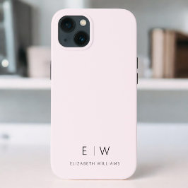 Funda Para iPhone 13 Nombre de monograma Minimalista rosado moderno Rub