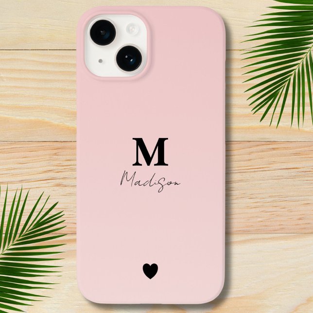 Funda De Case-Mate Para iPhone Nombre de monograma mínimo rosado (Subido por el creador)