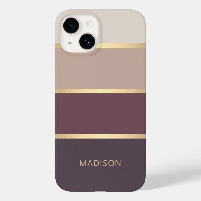 Funda De Case-Mate Para iPhone Nombre de monograma moderno con bandas anchas (Reverso )