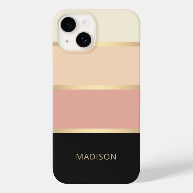 Funda De Case-Mate Para iPhone Nombre de monograma moderno con bandas anchas (Reverso )