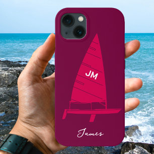 Funda Para iPhone 13 Nombre de monograma personalizado Carreras de vele