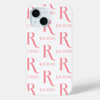 Nombre de monograma personalizado Color rosa minim