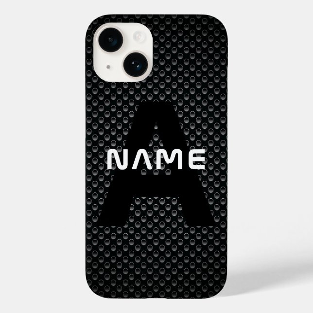 Funda De Case-Mate Para iPhone Nombre de monograma personalizado Textura en blanc (Reverso )