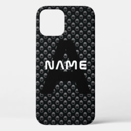 Funda Para iPhone 12 Nombre de monograma personalizado Textura en blanc