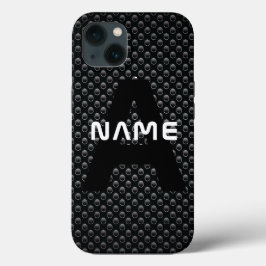 Funda Para iPhone 13 Nombre de monograma personalizado Textura en blanc