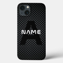 Funda Para iPhone 13 Nombre de monograma personalizado Textura en blanc