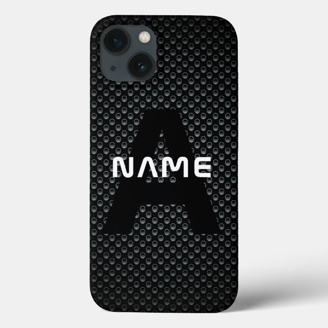 Funda De Case-Mate Para iPhone Nombre de monograma personalizado Textura en blanc (Reverso)