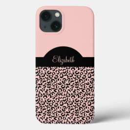 Funda Para iPhone 13 Nombre de Monograma Rosa Impresión de Leopardo Gue