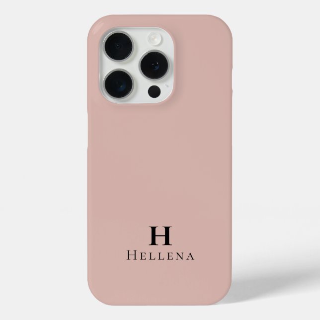 Funda De Case-Mate Para iPhone Nombre de monograma rosa moderno (Reverso )
