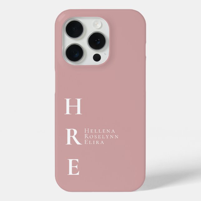 Funda De Case-Mate Para iPhone Nombre de monograma rosa moderno (Reverso )