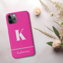 Funda Para iPhone 11 Pro Nombre de Monograma Rosado Caliente