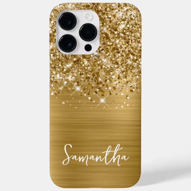 Funda De Case-Mate Para iPhone Nombre de oro de oro Purpurinoso (Reverso)