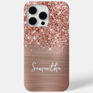 Funda Para iPhone 15 Pro Max Nombre de oro de Rosa Purpurinoso