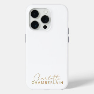 Funda Para iPhone 15 Pro Nombre de oro Minimalista moderno simple