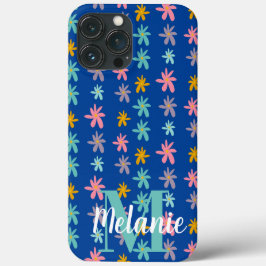 Funda Para iPhone 13 Pro Max Nombre de patrón de flor groovy azul