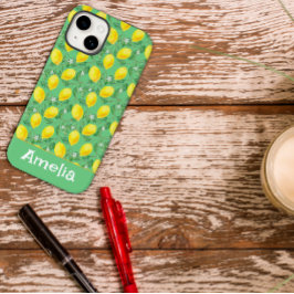Funda Para iPhone 14 De Case-Mate Nombre de patrón verde limón amarillo lindo
