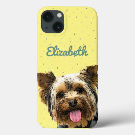 Funda Para iPhone 13 Nombre de perro yorqui lindo Moda Glam Terrier ama