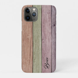 Funda Para iPhone 11 Pro Nombre de Personalizable de plancha de madera rúst