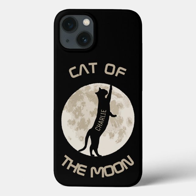 Funda De Case-Mate Para iPhone Nombre de personalización del gato de la luna (Reverso)