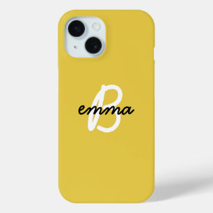Funda Para iPhone 15 Nombre de tendencia   Mustard Yellow Modern Inicia