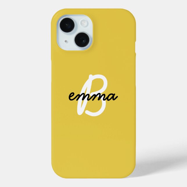 Funda De Case-Mate Para iPhone Nombre de tendencia | Mustard Yellow Modern Inicia (Reverso )