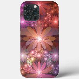 Funda Para iPhone 13 Pro Max Nombre Del Arte Fractal De La Cama De Flores Abstr