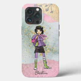 Funda Para iPhone 13 Pro Nombre del Chica de moda Guay Dark Hair