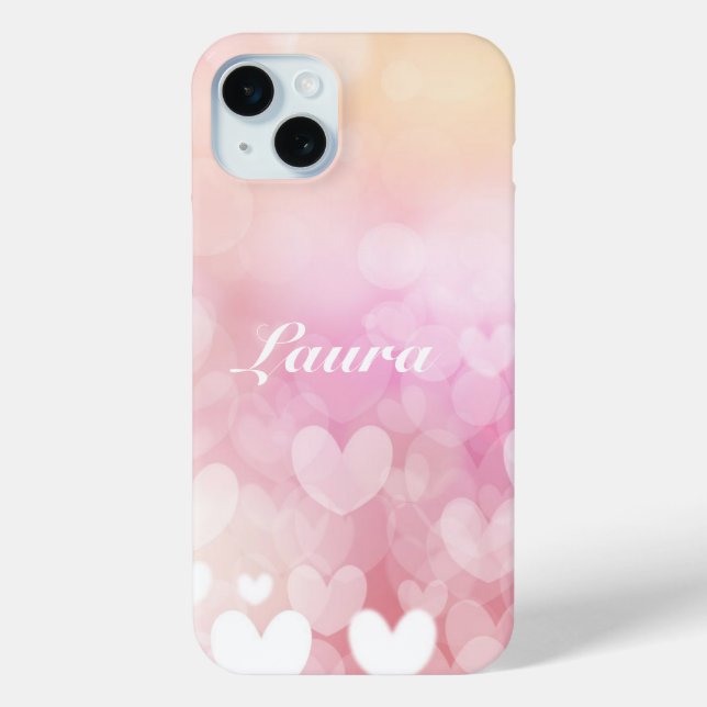 Funda De Case-Mate Para iPhone Nombre del corazón rosado (Reverso )