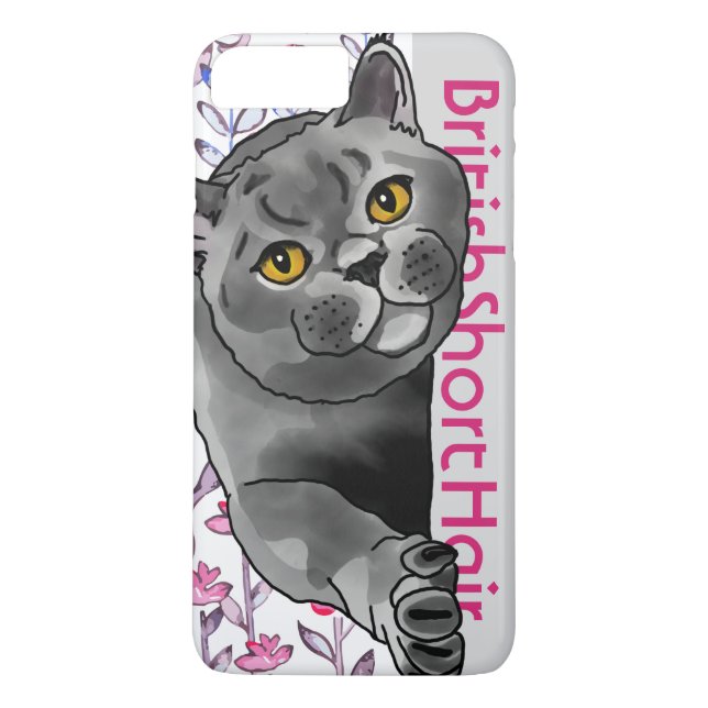 Funda De Case-Mate Para iPhone Nombre del gato británico de Shorthair + Mascota (Reverso)