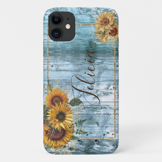 Funda De Case-Mate Para iPhone Nombre del girasol amarillo (Reverso)