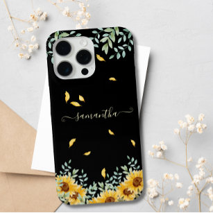 Funda Para iPhone 15 Pro Max Nombre del guión botánico floral de color de agua 