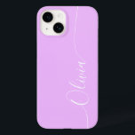 Funda Para iPhone 14 De Case-Mate Nombre del guión de caligrafía elegante de color b<br><div class="desc">Lavender Elegant White Caligraphy Script Personalizado Nombre personalizado iPhone 14 Smart Phone Cases cuenta con un diseño moderno y moderno,  sencillo y elegante con su nombre personalizado en una tipografía de caligrafía escrita a mano y elegante en un fondo de lavanda. Diseñado por ©Evco Studio www.zazzle.com/store/evcostudio</div>