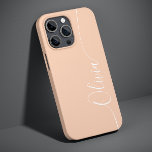 Funda Para iPhone 14 De Case-Mate Nombre del guión de caligrafía elegante de color b<br><div class="desc">Apricot White Elegant Caligraphy Script Personalizado Nombre personalizado iPhone 14 Smart Phone Cases cuenta con un diseño moderno y moderno,  sencillo y elegante con su nombre personalizado en una tipografía de caligrafía escrita a mano elegante en un fondo de albaricoque. Diseñado por ©Evco Studio www.zazzle.com/store/evcostudio</div>