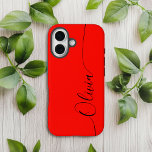 Funda Para iPhone 14 De Case-Mate Nombre del guión de caligrafía elegante rojo negro<br><div class="desc">Red Black Elegant Calligraphy Script Personalizado Nombre personalizado iPhone 14 Smart Phone Cases presenta un diseño moderno,  sencillo y elegante con su nombre personalizado en una tipografía de caligrafía escrita a mano elegante en un fondo rojo. Diseñado por ©Evco Studio www.zazzle.com/store/evcostudio</div>