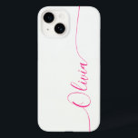 Funda Para iPhone 14 De Case-Mate Nombre del guión de caligrafía elegante rosa blanc<br><div class="desc">Personalizado de escritura de caligrafía elegante y rosa blanco Nombre personalizado iPhone 14 Smart Phone Cases presenta un diseño moderno,  sencillo y elegante con su nombre personalizado en una tipografía de caligrafía escrita a mano y elegante sobre un fondo blanco. Diseñado por ©Evco Studio www.zazzle.com/store/evcostudio</div>
