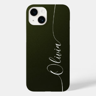 Funda Para iPhone 14 De Case-Mate Nombre del guión de caligrafía elegante verde