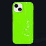 Funda Para iPhone 14 De Case-Mate Nombre del guión de caligrafía elegante verde blan<br><div class="desc">Personalizado de escritura de caligrafía verde elegante nombre personalizado iPhone 14 Smart Phone Cases presenta un diseño moderno y moderno,  sencillo y elegante con su nombre personalizado en una tipografía de caligrafía escrita a mano elegante en un fondo verde. Diseñado por ©Evco Studio www.zazzle.com/store/evcostudio</div>