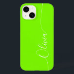 Funda Para iPhone 14 De Case-Mate Nombre del guión de caligrafía elegante verde blan<br><div class="desc">Personalizado de escritura de caligrafía verde elegante nombre personalizado iPhone 14 Smart Phone Cases presenta un diseño moderno y moderno,  sencillo y elegante con su nombre personalizado en una tipografía de caligrafía escrita a mano elegante en un fondo verde. Diseñado por ©Evco Studio www.zazzle.com/store/evcostudio</div>