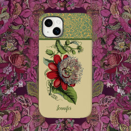 Funda Para iPhone 14 Plus De Case-Mate Nombre del Monograma Botánico de Flor de Pasión Vi