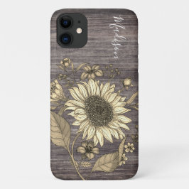 Funda Para iPhone 11 Nombre del monograma de girasol floral ruso