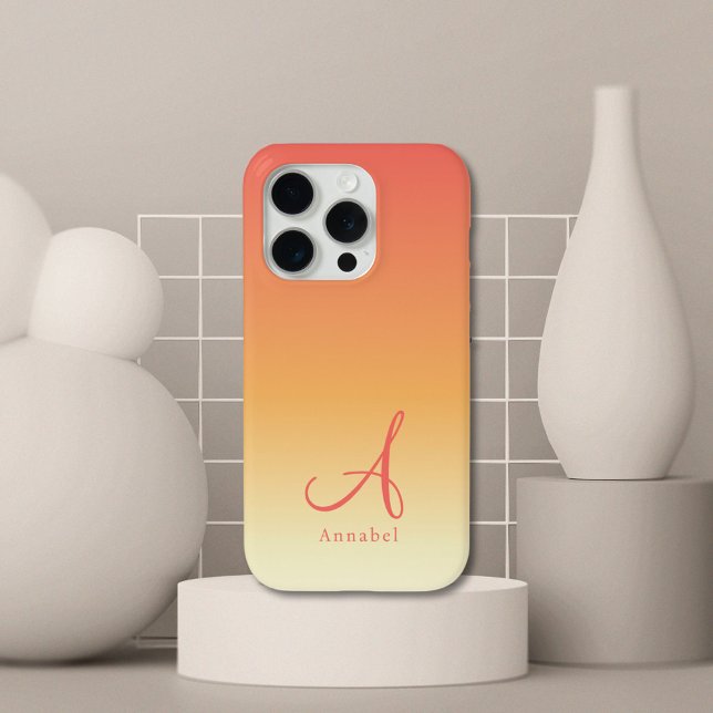 Funda De Case-Mate Para iPhone Nombre del monograma del Personalizado de degradad (Subido por el creador)