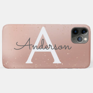 Funda Para iPhone 11 Pro Max Nombre del monograma del Purpurina Rosa