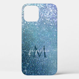 Funda Para iPhone 12 Nombre del monograma esparkle girly del Purpurina 